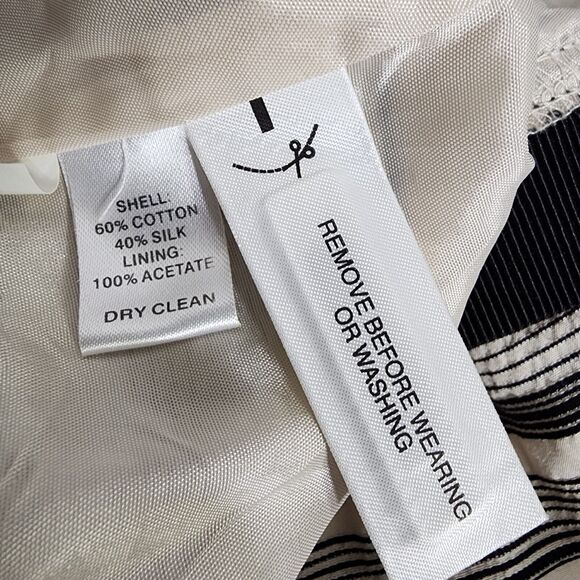 Ann Taylor Loft Womens Skirt Size 6 Cream Black Striped Silk Blend Elastic Waist - Picture 7 of 8